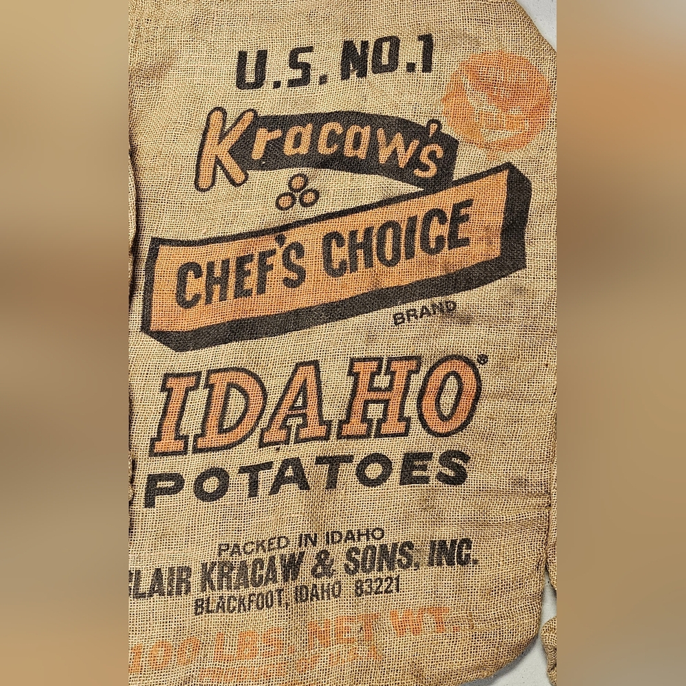 Vtg 100# Burlap Potato Sacks Mission, Bake Well Krakaws Big M Brand Lot Of 4 - Picture 2 of 5